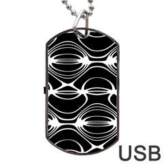 Black And White Clam Shell Pattern Dog Tag Usb Flash (one Side) by SpinnyChairDesigns