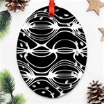 Black and White Clam Shell Pattern Ornament (Oval Filigree) Front