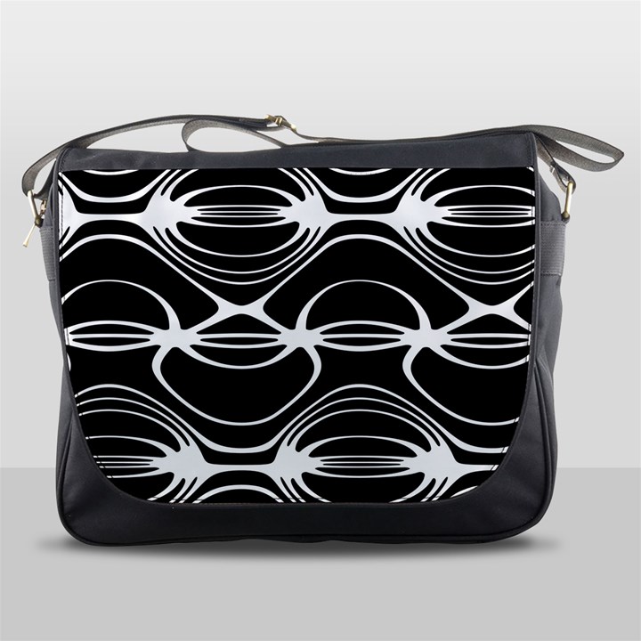 Black and White Clam Shell Pattern Messenger Bag