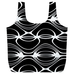 Black And White Clam Shell Pattern Full Print Recycle Bag (xl) by SpinnyChairDesigns