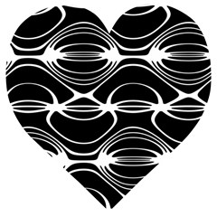 Black And White Clam Shell Pattern Wooden Puzzle Heart by SpinnyChairDesigns