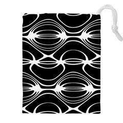 Black And White Clam Shell Pattern Drawstring Pouch (5xl) by SpinnyChairDesigns