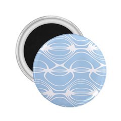 Blue And White Clam Shell Stripes 2 25  Magnets by SpinnyChairDesigns