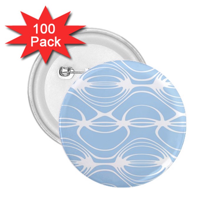 Blue and White Clam Shell Stripes 2.25  Buttons (100 pack) 