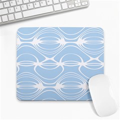 Blue And White Clam Shell Stripes Large Mousepads by SpinnyChairDesigns