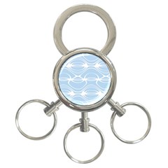 Blue And White Clam Shell Stripes 3-ring Key Chain by SpinnyChairDesigns