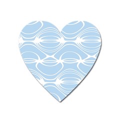 Blue And White Clam Shell Stripes Heart Magnet by SpinnyChairDesigns