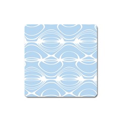 Blue And White Clam Shell Stripes Square Magnet by SpinnyChairDesigns