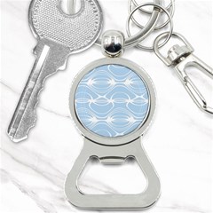 Blue And White Clam Shell Stripes Bottle Opener Key Chain by SpinnyChairDesigns