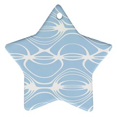 Blue And White Clam Shell Stripes Star Ornament (two Sides) by SpinnyChairDesigns