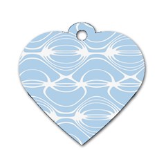 Blue And White Clam Shell Stripes Dog Tag Heart (one Side) by SpinnyChairDesigns