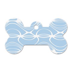 Blue And White Clam Shell Stripes Dog Tag Bone (two Sides) by SpinnyChairDesigns