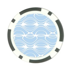 Blue And White Clam Shell Stripes Poker Chip Card Guard by SpinnyChairDesigns