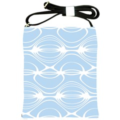 Blue And White Clam Shell Stripes Shoulder Sling Bag by SpinnyChairDesigns