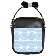 Blue And White Clam Shell Stripes Girls Sling Bag by SpinnyChairDesigns