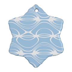 Blue And White Clam Shell Stripes Ornament (snowflake) by SpinnyChairDesigns