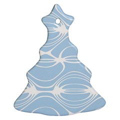 Blue And White Clam Shell Stripes Christmas Tree Ornament (two Sides) by SpinnyChairDesigns