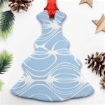 Blue and White Clam Shell Stripes Christmas Tree Ornament (Two Sides) Front