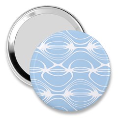 Blue And White Clam Shell Stripes 3  Handbag Mirrors by SpinnyChairDesigns