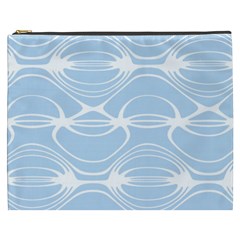 Blue And White Clam Shell Stripes Cosmetic Bag (xxxl) by SpinnyChairDesigns