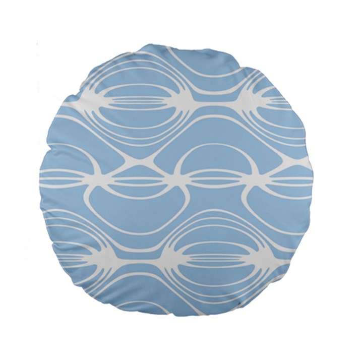 Blue and White Clam Shell Stripes Standard 15  Premium Round Cushions