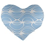 Blue and White Clam Shell Stripes Large 19  Premium Heart Shape Cushions Front