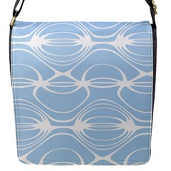 Blue And White Clam Shell Stripes Flap Closure Messenger Bag (s) by SpinnyChairDesigns