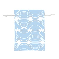 Blue And White Clam Shell Stripes Lightweight Drawstring Pouch (m) by SpinnyChairDesigns