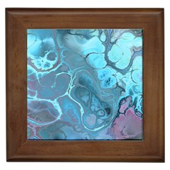 Blue Marble Abstract Art Framed Tile