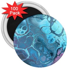 Blue Marble Abstract Art 3  Magnets (100 pack)