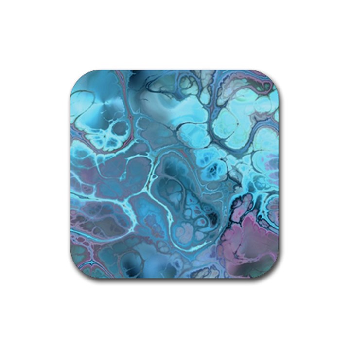 Blue Marble Abstract Art Rubber Coaster (Square) 