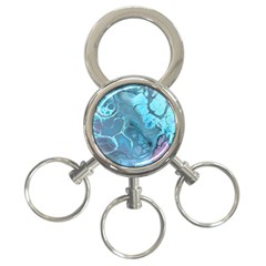 Blue Marble Abstract Art 3-Ring Key Chain