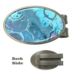 Blue Marble Abstract Art Money Clips (Oval) 