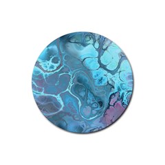 Blue Marble Abstract Art Rubber Coaster (Round) 