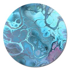 Blue Marble Abstract Art Magnet 5  (round) by SpinnyChairDesigns