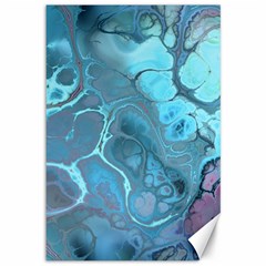 Blue Marble Abstract Art Canvas 12  x 18 