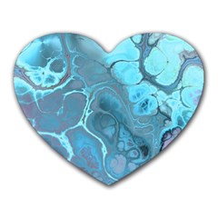 Blue Marble Abstract Art Heart Mousepads by SpinnyChairDesigns