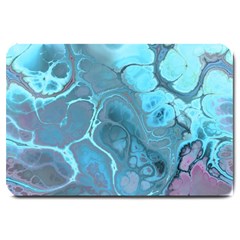 Blue Marble Abstract Art Large Doormat  by SpinnyChairDesigns