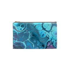 Blue Marble Abstract Art Cosmetic Bag (small) by SpinnyChairDesigns