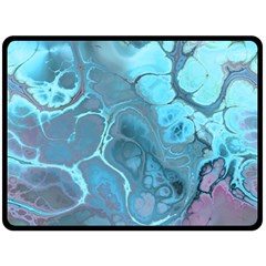 Blue Marble Abstract Art Fleece Blanket (large)  by SpinnyChairDesigns