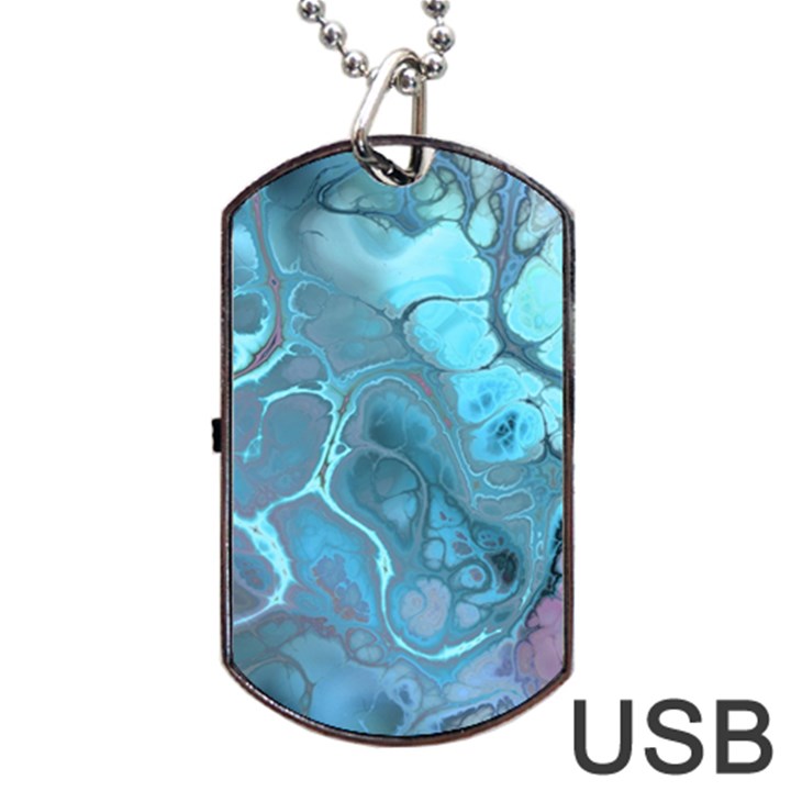 Blue Marble Abstract Art Dog Tag USB Flash (One Side)