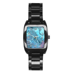 Blue Marble Abstract Art Stainless Steel Barrel Watch by SpinnyChairDesigns