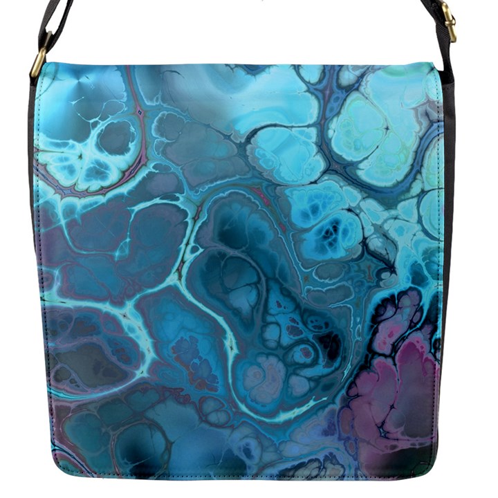 Blue Marble Abstract Art Flap Closure Messenger Bag (S)