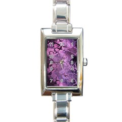 Amethyst Violet Abstract Marble Art Rectangle Italian Charm Watch by SpinnyChairDesigns