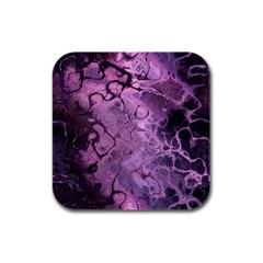 Amethyst Violet Abstract Marble Art Rubber Square Coaster (4 Pack)  by SpinnyChairDesigns