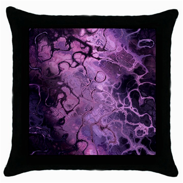 Amethyst Violet Abstract Marble Art Throw Pillow Case (Black)