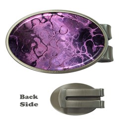 Amethyst Violet Abstract Marble Art Money Clips (oval)  by SpinnyChairDesigns