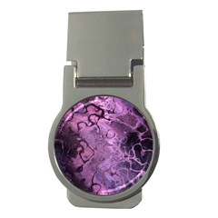 Amethyst Violet Abstract Marble Art Money Clips (round)  by SpinnyChairDesigns