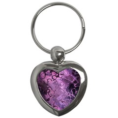 Amethyst Violet Abstract Marble Art Key Chain (heart) by SpinnyChairDesigns