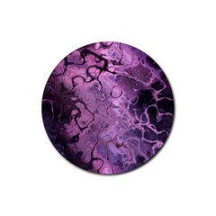 Amethyst Violet Abstract Marble Art Rubber Coaster (round)  by SpinnyChairDesigns